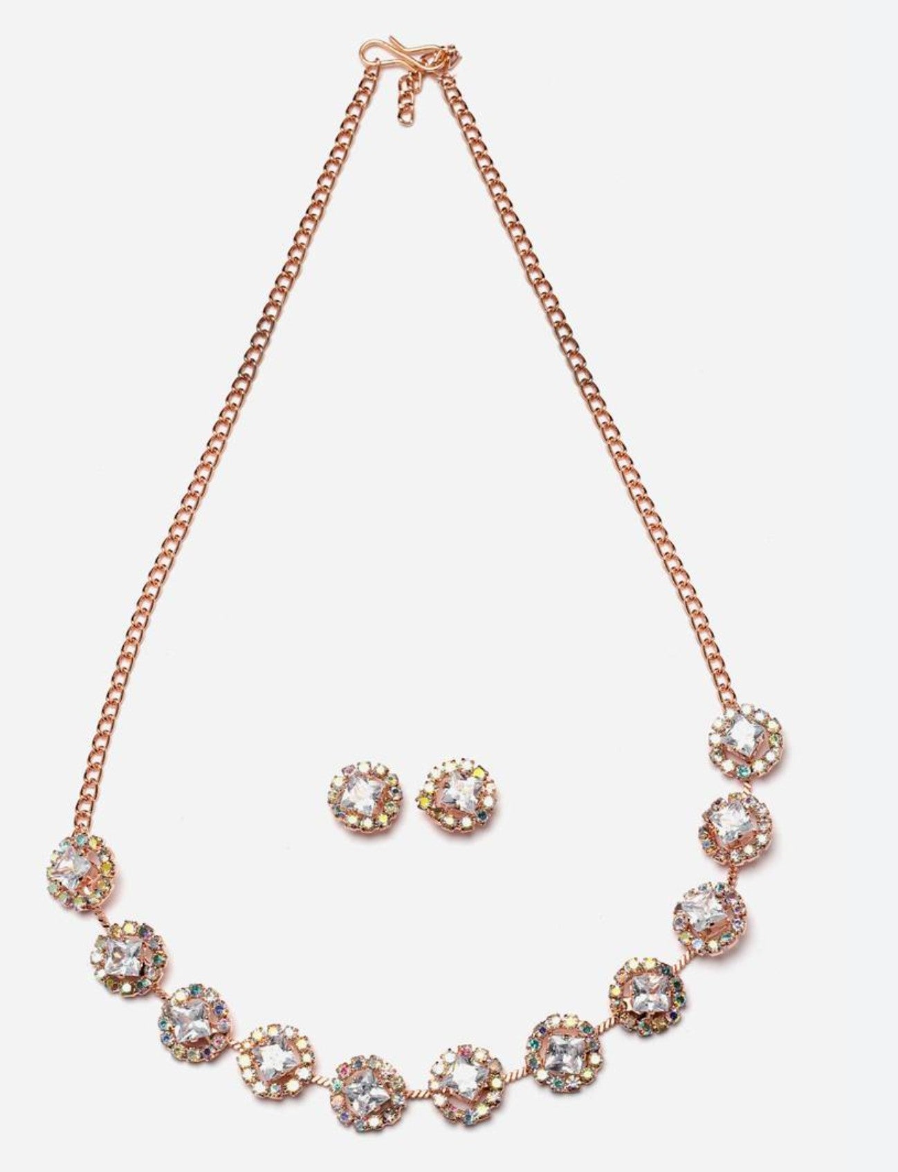 Rose gold plated studded jwellery set