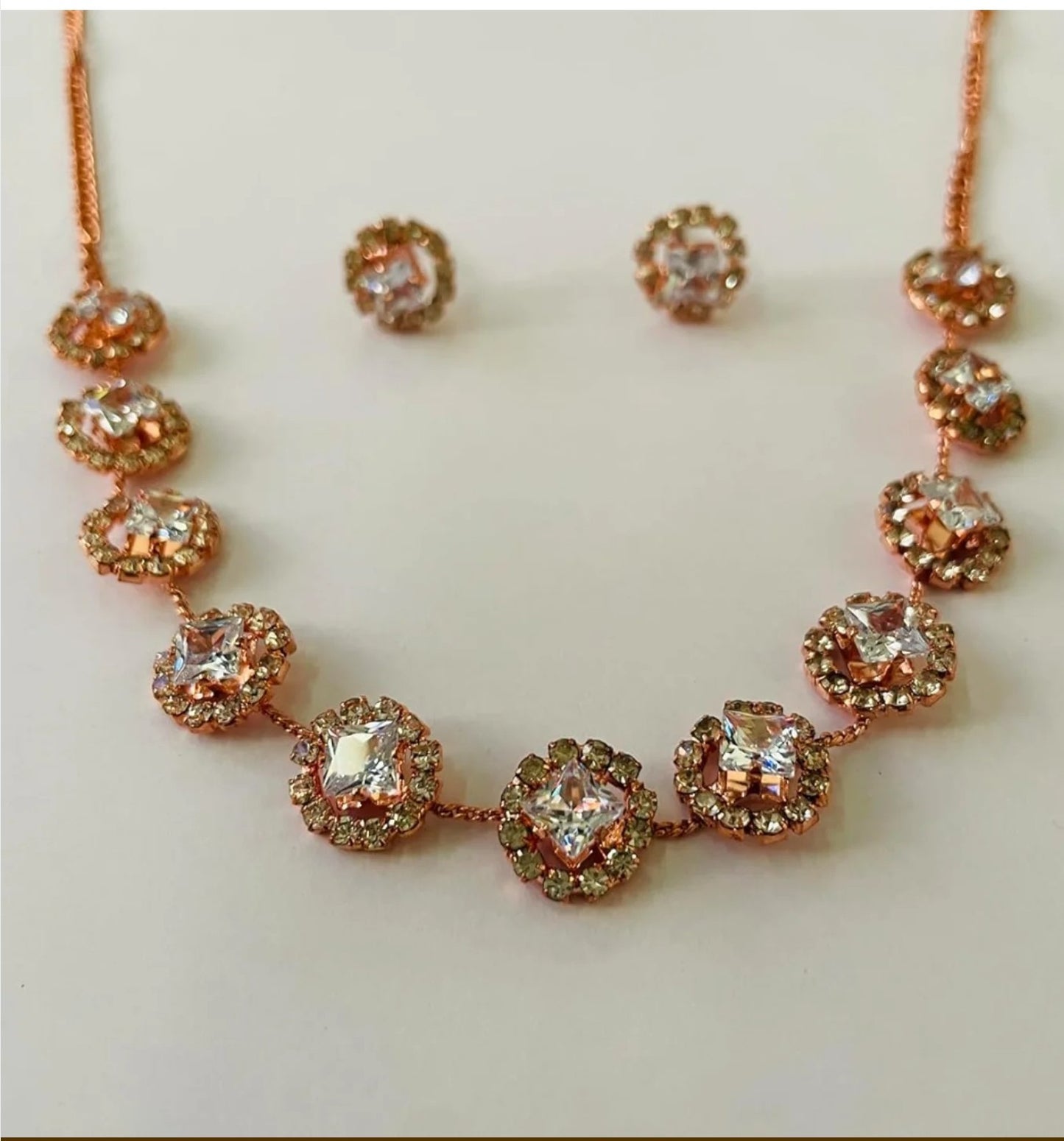 Rose gold plated studded jwellery set