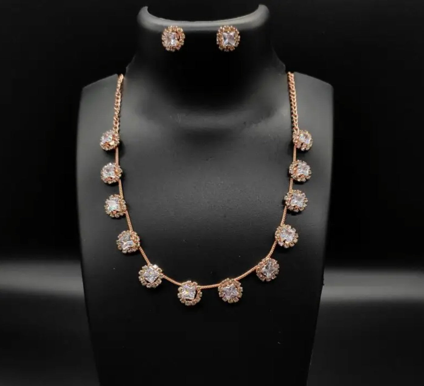 Rose gold plated studded jwellery set