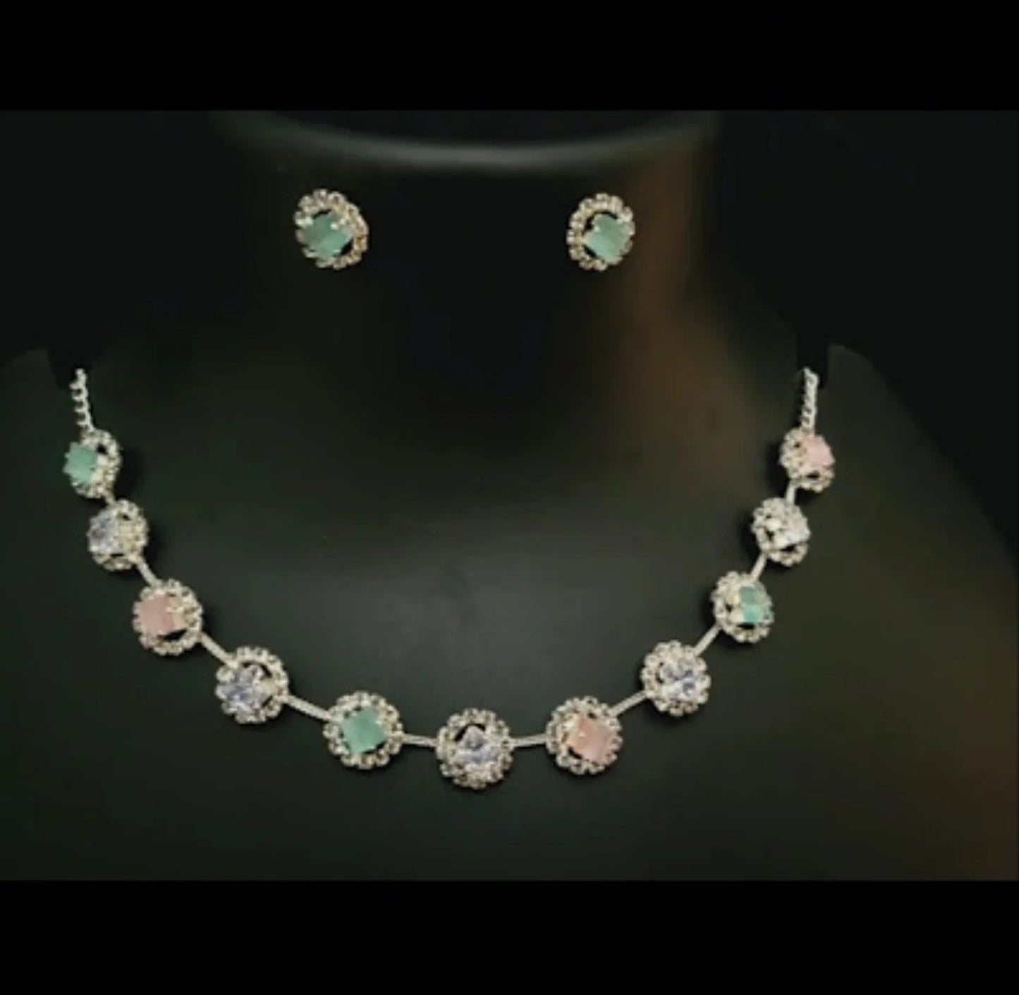 Multicolour zirconia necklace set