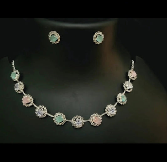 Multicolour zirconia necklace set